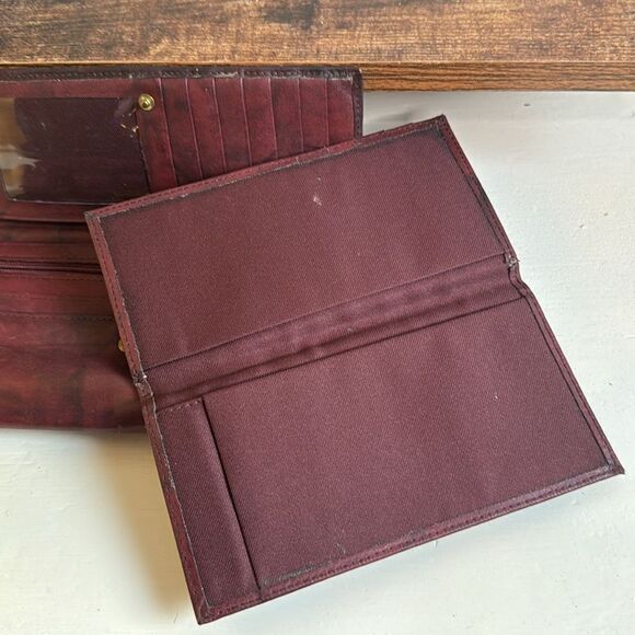 Vintage Etch 2 Prym Full Grain Red Burgundy Leather Wallet - Picture 7 of 8